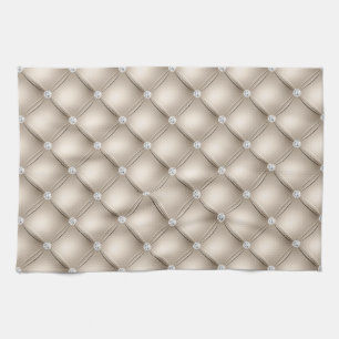 Luxury Champagne Diamond Tufted Pattern Kitchen Towel