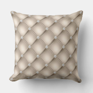 Luxury Champagne Diamond Tufted Pattern Throw Pillow