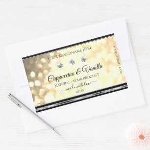 Luxury Champagne Glitter Product Labels Diamonds