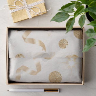 Luxury Champagne Gold Confetti Pattern | Elegant C Tissue Paper