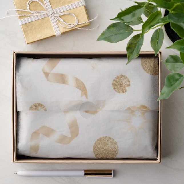 Luxury Champagne Gold Confetti Pattern | Elegant C Tissue Paper (Gift)