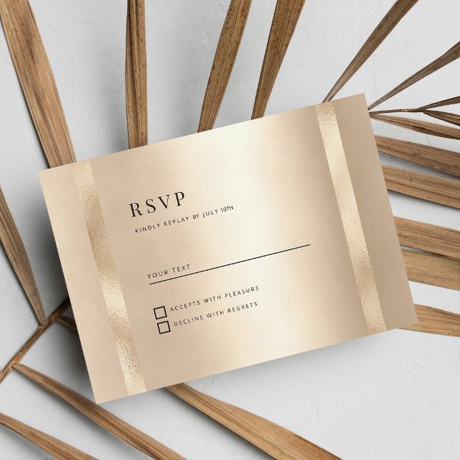Luxury champagne gold glam minimalist RSVP Invitation (Luxury champagne gold glam minimalist RSVP)