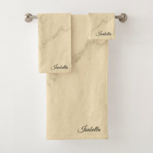 Luxury Champagne Gold Glitter Marble Customize Bath Towel Set
