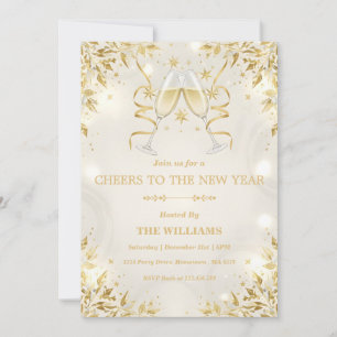 Luxury Champagne & Gold New Year Party Invitation