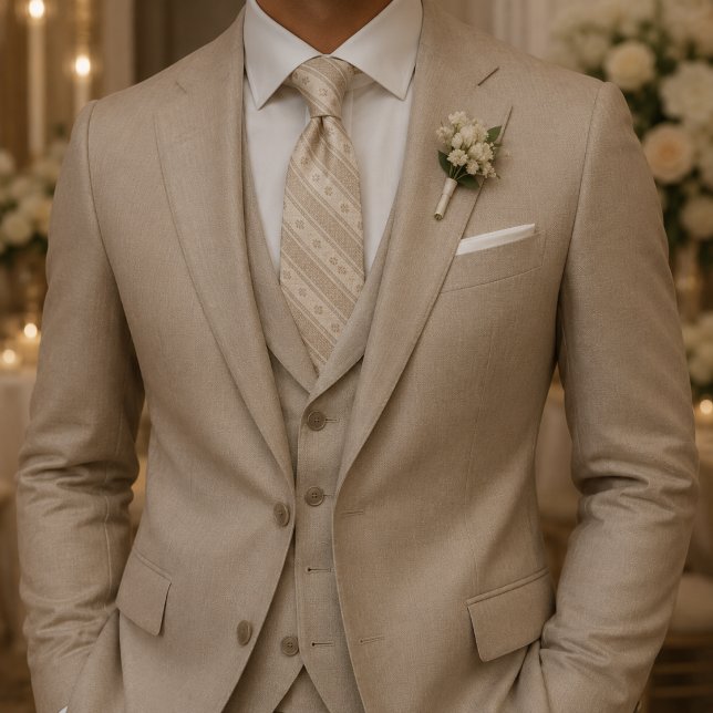 Luxury Champagne Ivory Regency Stripe Tie (Creator Uploaded)