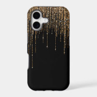 Luxury Chic Black Gold Sparkly Glitter Fringe