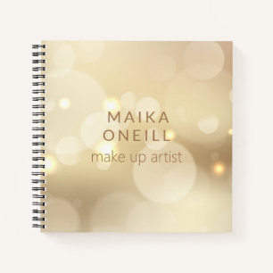 Luxury chic champagne gold bokeh personalized notebook