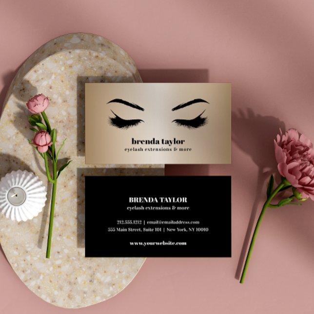 Luxury  Chic Gold  Eyelash  Brow bar professional Business Card (Creator Uploaded)