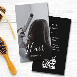 Luxury Chic Hair Hairstylist Beauty Salon QR Code Business Card