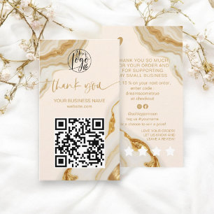 Luxury Chic Marble Gold Foil Thank You Order Business Card