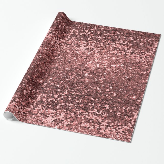 Luxury Chic Rose Gold Glitter Sparkle Girly Glam Wrapping Paper (Unrolled)