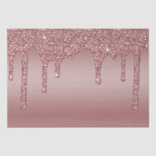 Luxury Chic Rose Gold Sparkle Glitter Drips Tissue Paper