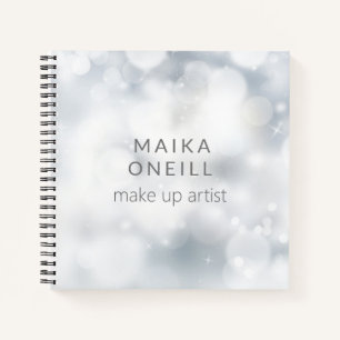 Luxury chic silver bokeh personalized notebook