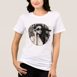 Luxury Chic Woman Wind-Swept Hair Illustration Tri-Blend Shirt