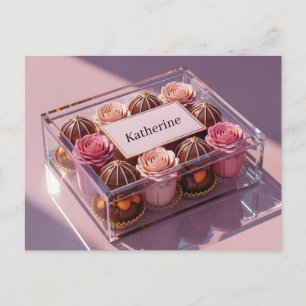 Luxury Chocolate Gift Box with Custom Name Postcard