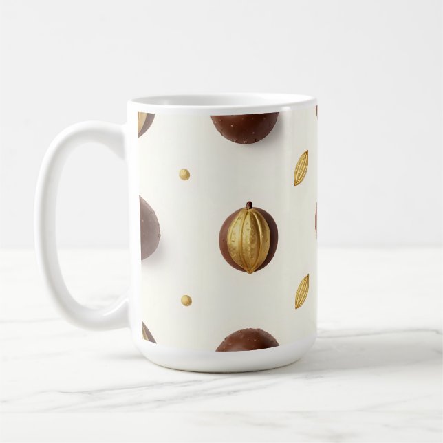 Luxury Chocolate Truffles Seamless Pattern Coffee Mug (Left)