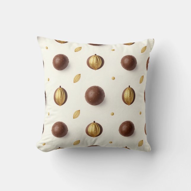 Luxury Chocolate Truffles Seamless Pattern Throw Pillow (Front)