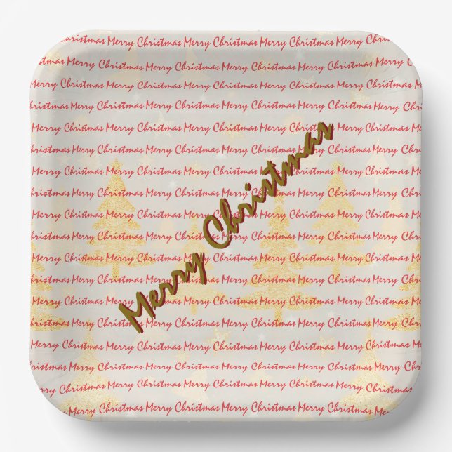 Luxury Christmas Christmas Trees Festive Paper Plate (Front)