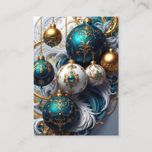Luxury Christmas Ornaments Blue Gold Ornament Enclosure Card