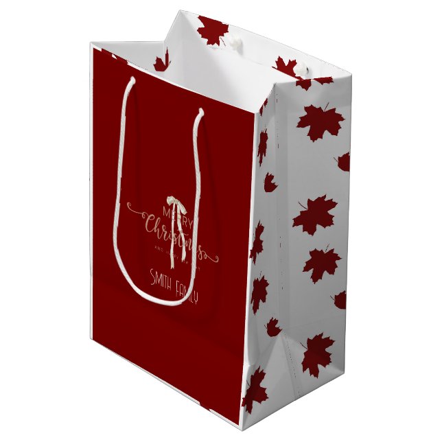 Luxury Christmas Personalized Merry Christmas  Medium Gift Bag (Front Angled)