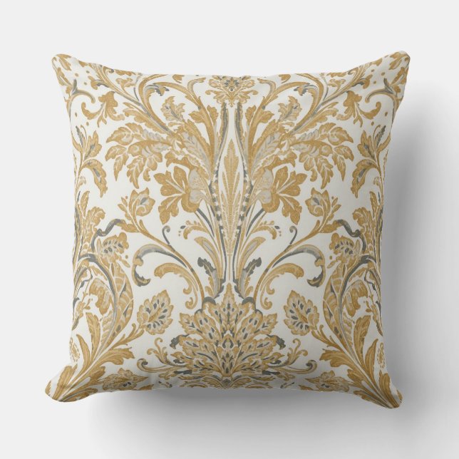 Luxury, Classic,Elegant,Gold Beige Pattern Throw Pillow (Front)