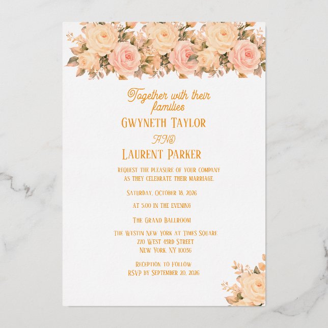 Luxury Classic Gold Foil Wedding Invitation (Front)