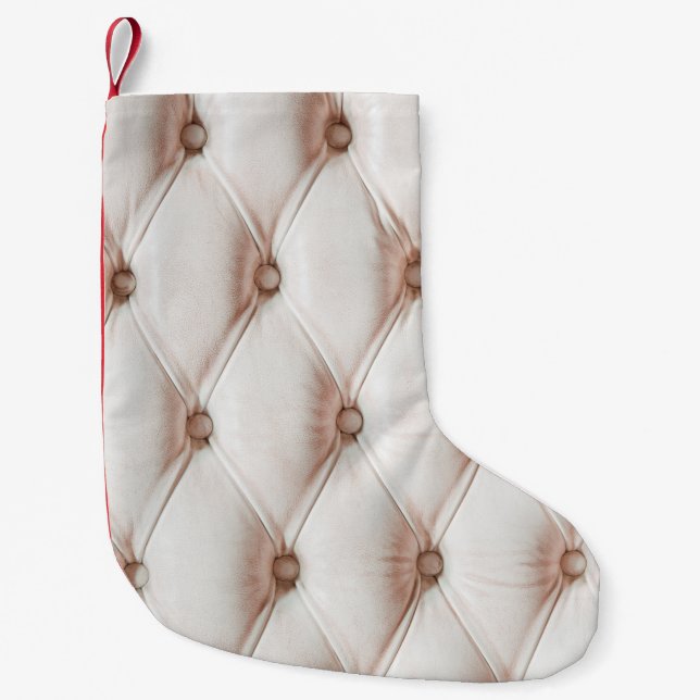Luxury classic leather texture,old rose colour small christmas stocking (Front)