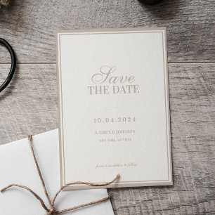 Luxury Classic Vintage Ivory with Border Wedding Save The Date