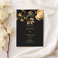 Luxury classy black gold peony floral Wedding 
