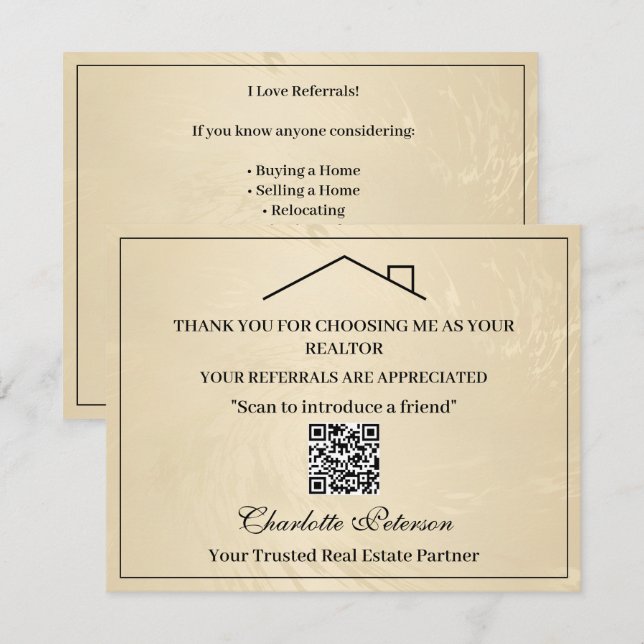 Luxury Closing Gift Real Estate Referral Request  Enclosure Card (Front/Back)