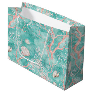 Luxury Coastal Coral Pattern Large Gift Bag