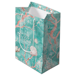 Luxury Coastal Coral Pattern Medium Gift Bag