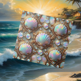 Luxury Coastal Decor   Diamonds and Seashells  Tile