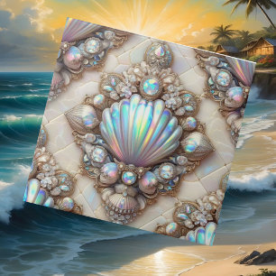 Luxury Coastal Decor   Diamonds and Seashells  Tile