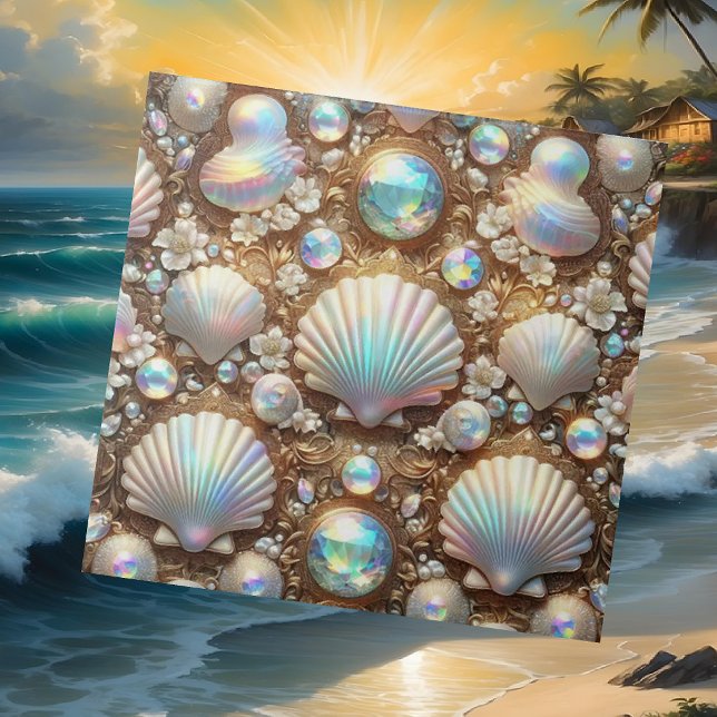 Luxury Coastal Decor | Diamonds and Seashells  Tile (Creator Uploaded)
