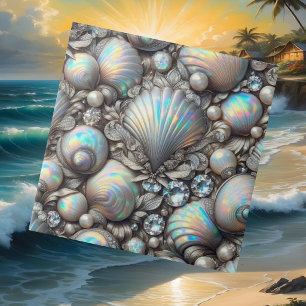 Luxury Coastal Decor   Diamonds and Seashells  Tile