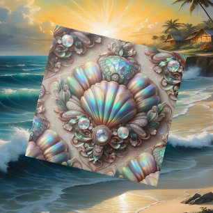 Luxury Coastal Decor   Diamonds and Seashells  Tile