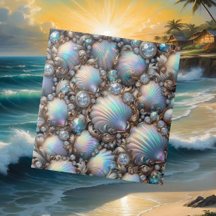 Luxury Coastal Decor   Diamonds and Seashells  Tile