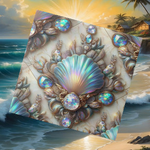 Luxury Coastal Decor   Diamonds and Seashells  Tile