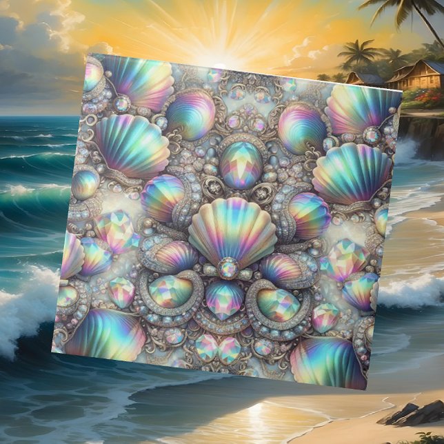 Luxury Coastal Decor | Diamonds and Seashells  Tile (Creator Uploaded)