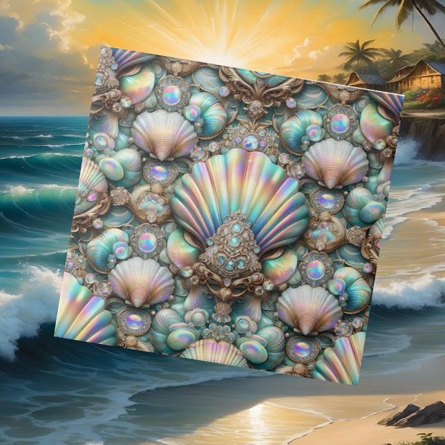 Luxury Coastal Decor | Diamonds and Seashells  Tile (Creator Uploaded)
