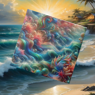 Luxury Coastal Living   Coral Reef Ocean Waves Tile