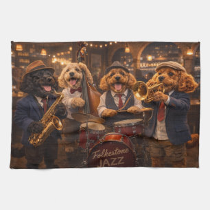 Luxury Cockapoo Jazz Band  Print Kitchen Towel