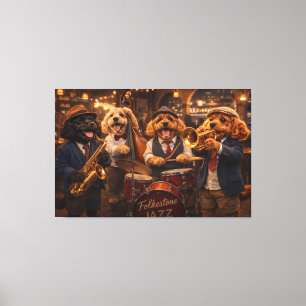 Luxury Cockapoo Jazz Band Wall Art Canvas Print