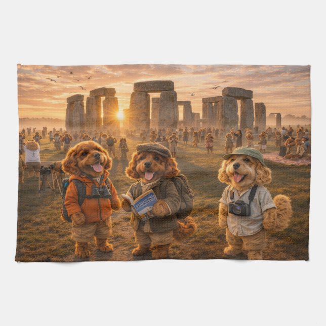 Luxury Cockapoo Stonehenge  Kitchen Towel (Horizontal)