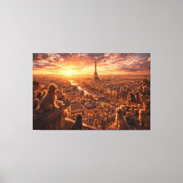 Luxury Cockapoo Wall Art – Paris Sunset Travel Dog (Front)