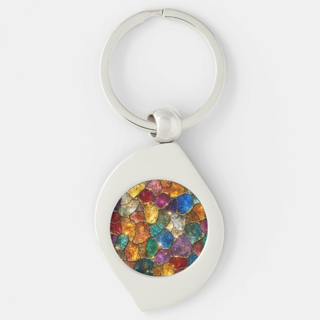 Luxury Colourful Crystal Mosaic Seamless Pattern Keychain (Front)