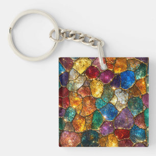 Luxury Colourful Crystal Mosaic Seamless Pattern Keychain