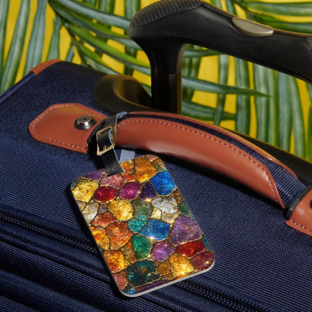 Luxury Colourful Crystal Mosaic Seamless Pattern Luggage Tag (Front Insitu 1)