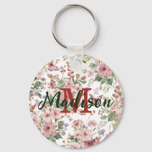 Luxury Colourful Wildflower Flower blue butterfly Keychain